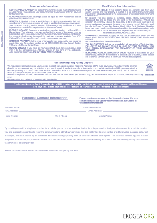 États , Unis Maine Ocean Communities Federal Credit Union relevé d'hypothèque bancaire aux formats Word et PDF, 3 pages 3